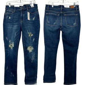 NWT Judy Blue Los Angeles Boyfriend Fit Distressed Jeans Women's 11/30 Stretch